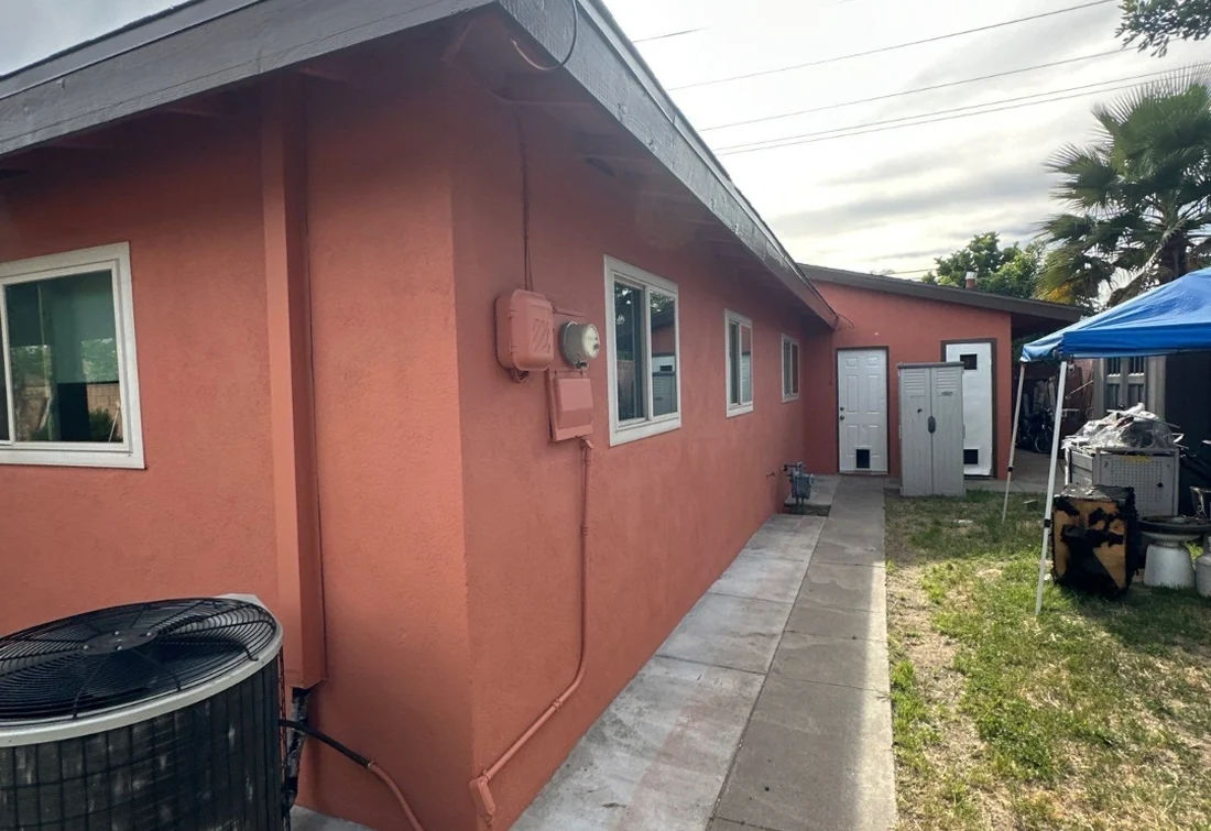Completed red residential exterior repaint
