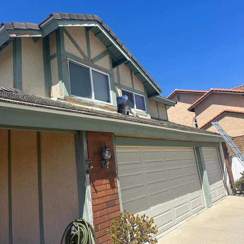 Garage exterior before repainting