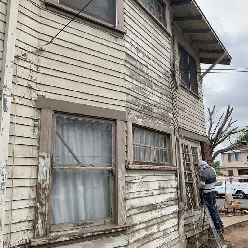 Exterior siding before repainting
