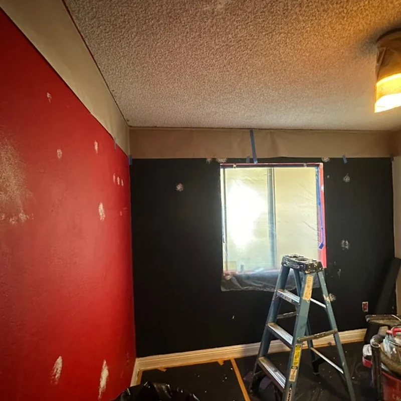 Bedroom before wall preparation and repainting