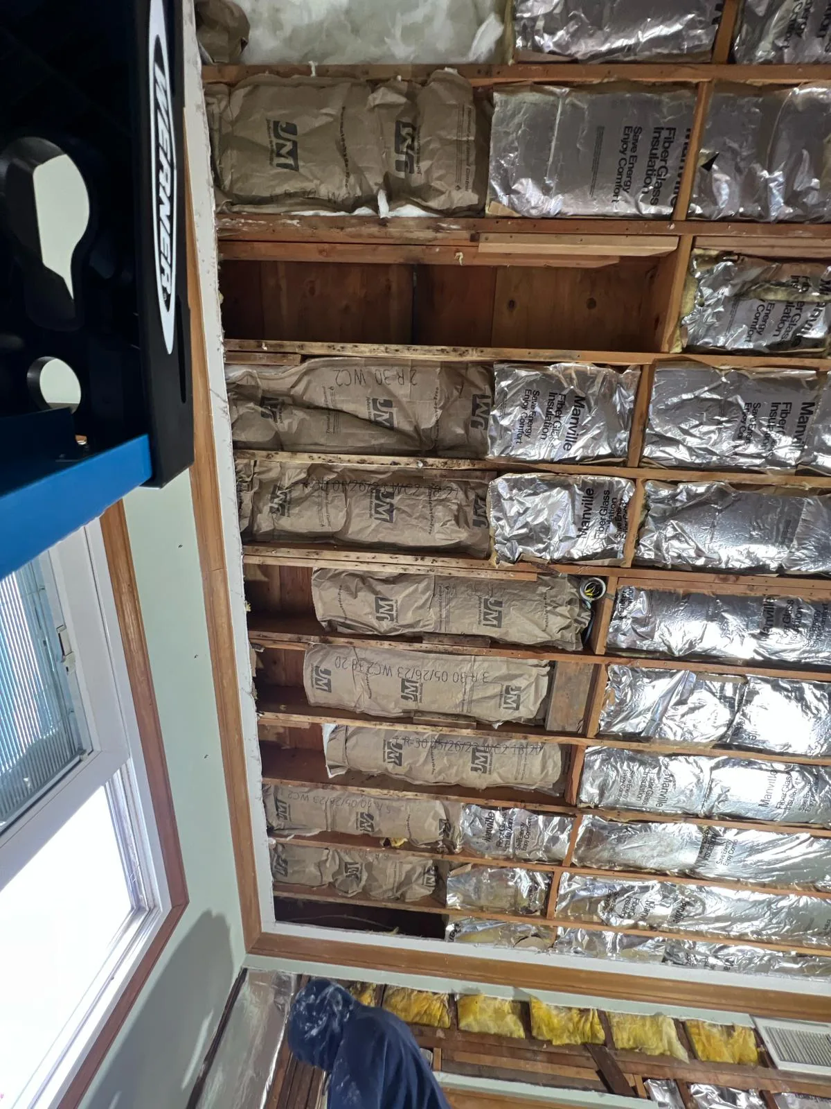 Damaged drywall in a Pasadena home before repair