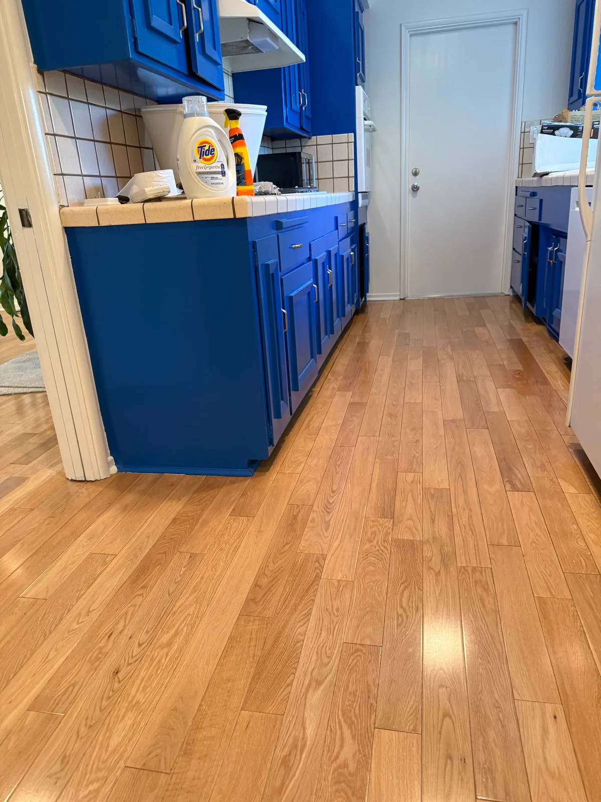 Kitchen cabinet uppers and lowers refinished, San Gabriel