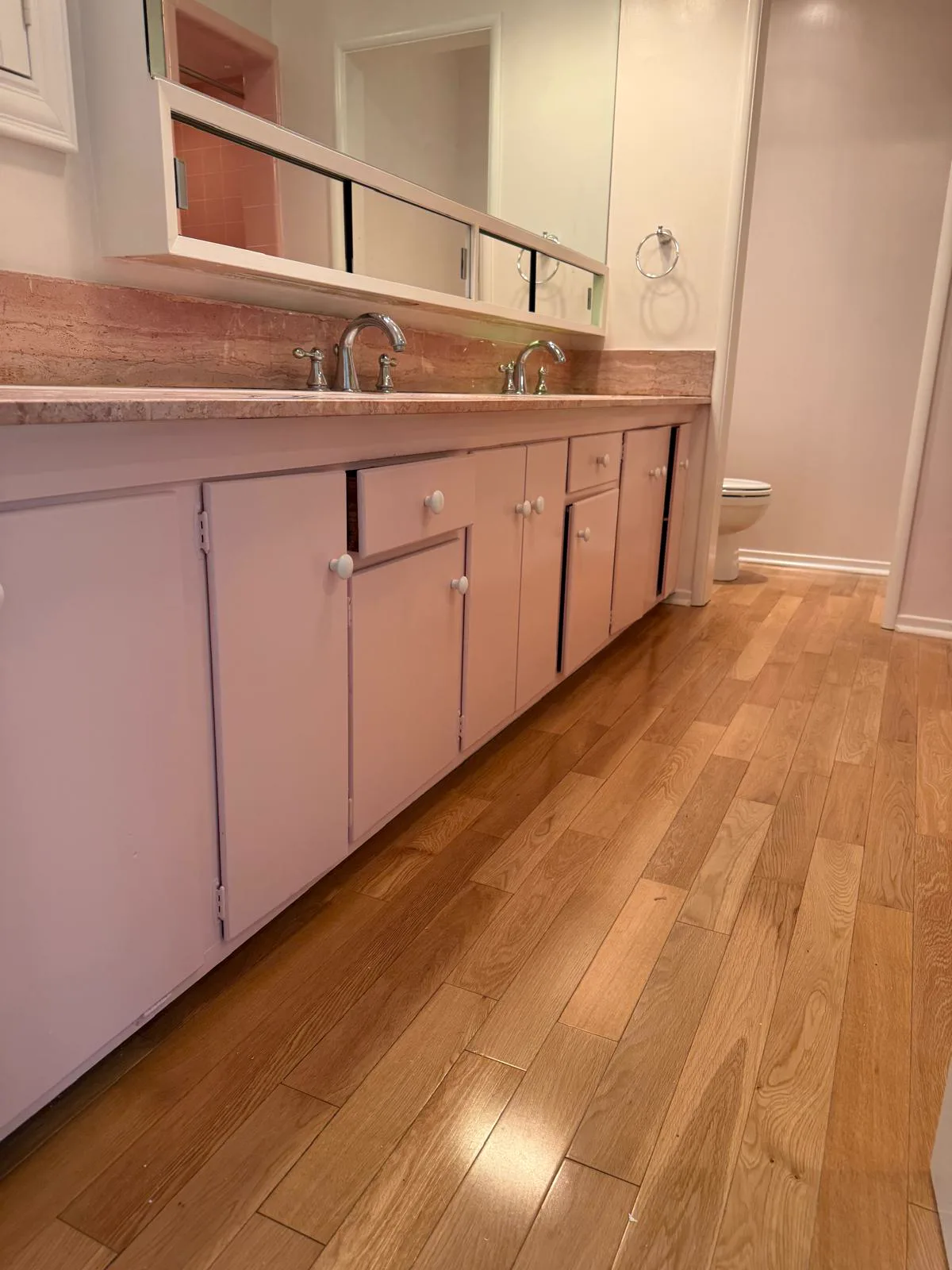 Refinished master bathroom cabinetry, San Gabriel